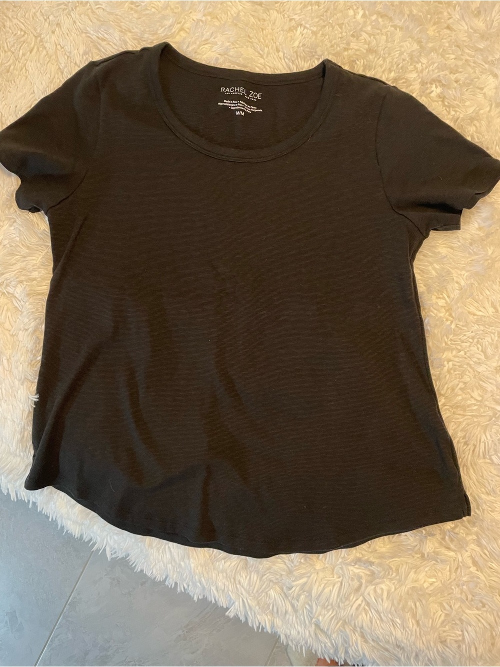 Rachel Zoe Black Short Sleeve Scoop Neck Tee